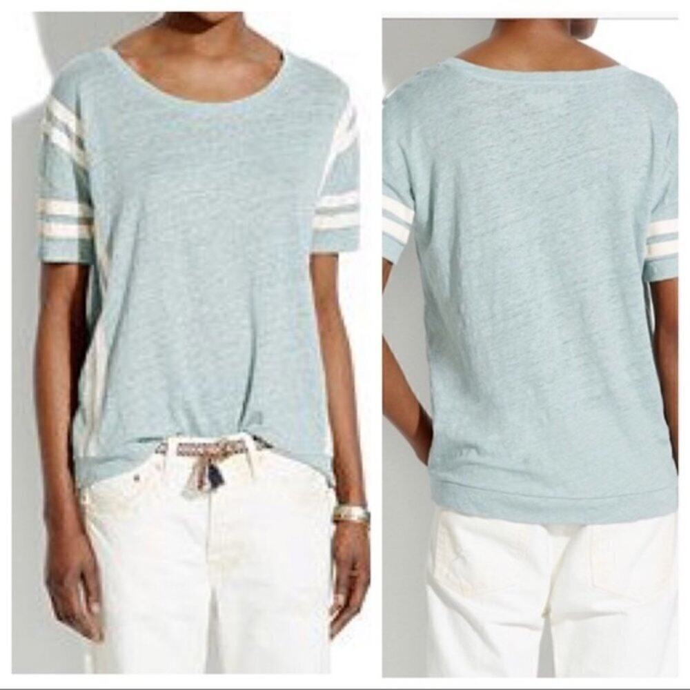 Madewell striped light blue short sleeves shirt XS